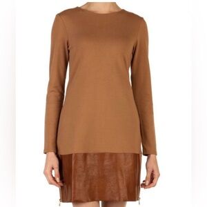 Ted Baker Nalaa Knit Dress with Cow Leather Trim